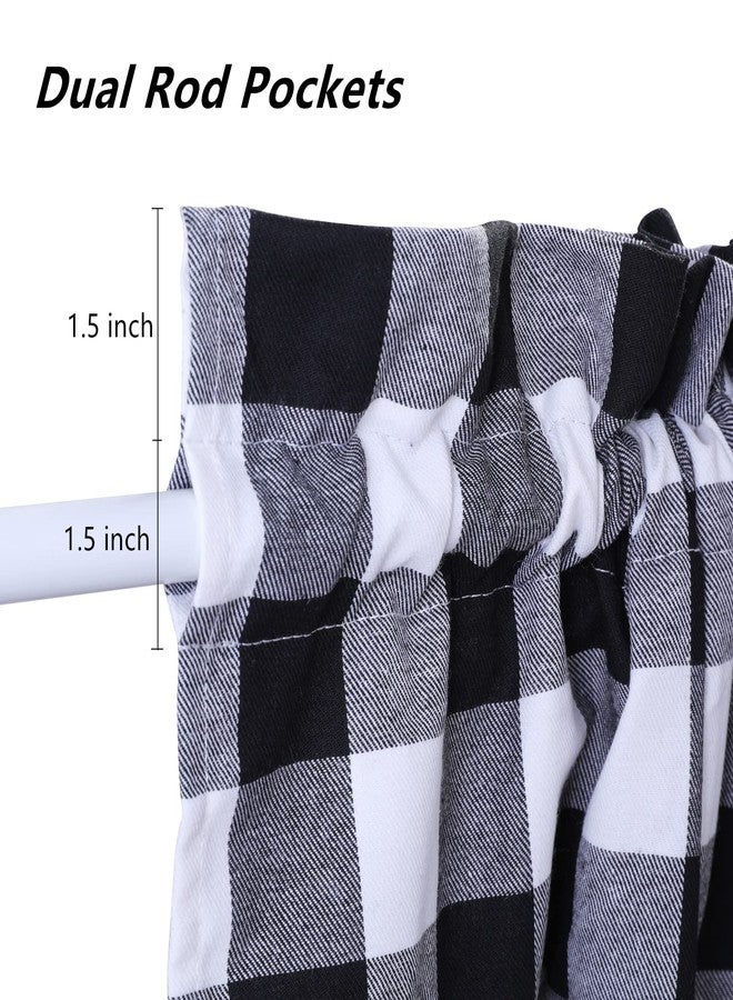RLoncomix French Door Curtains Buffalo Plaid Window Curtains Rod Pocket Farmhouse Sidelight Curtains 25"W x 72"L Black/White - Image 3